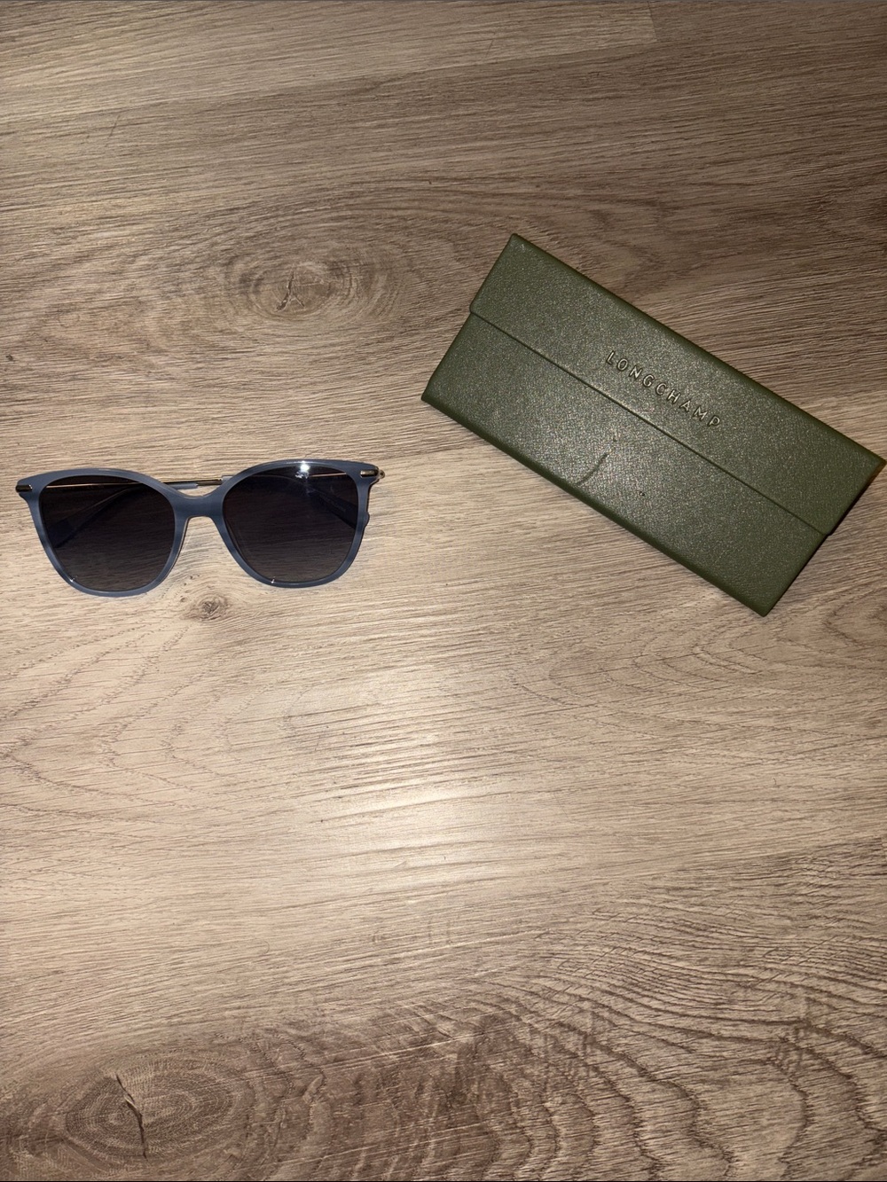 Longchamp Light Blue Frame Sunglasses with Gradient Lenses